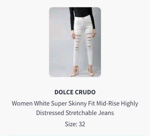 Dolce Crudo White Skinny Distressed Jeans Size 32