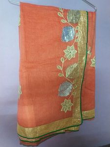 Orange Embroidered Saree
