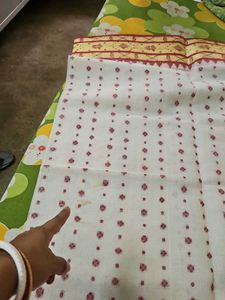 Elegant White &amp; Red Saree