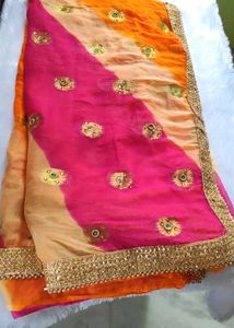 Gorgeous Embroidered Saree with Stitched Blouse