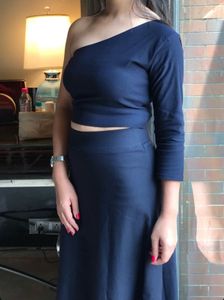 Navy One-Shoulder Outfit