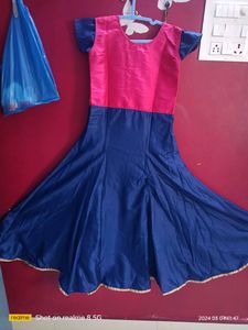 Girl&#39;s Pink &amp; Blue Embroidered Dress