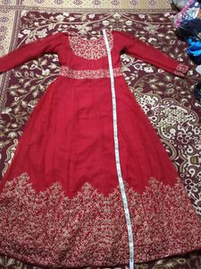 Cherry Red Gown And Dupatta