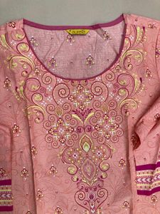 Pink Embroidered Tunic Dress