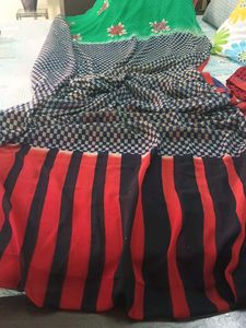 3 Colored Based Saree With Green Pallu