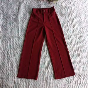 Maroon Wide Leg Trousers
