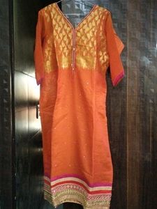 Mustard Colour Chanderi Silk Suit