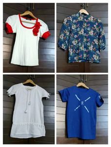 Set Of 4 Girl Top, Tshirt & Dress