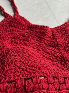 Y2K Crochet Red Crop Top