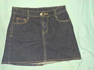 Casual Navy Denim Skirt