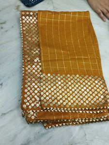 Musterd Sequin Trim Dupatta( Like Dress Material)