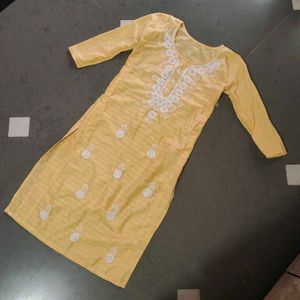 Yellow Embroidered Kurta