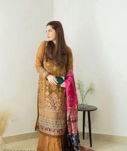Mastard Heavy Embroidery Suit Set
