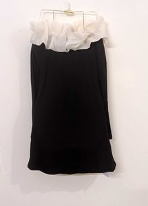 Black Off Shoulder Dress with Apricot Lace