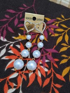 Heart &amp; Pearl Drop Earrings