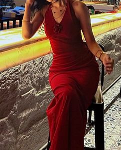Red Halter Maxi Dress