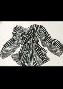 Striped Tie Neck Top