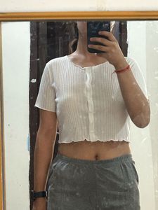 Ribbed White Crop Top