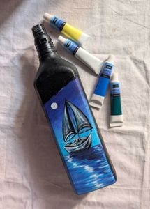 Hand Painted Seascape ship Bottle Art