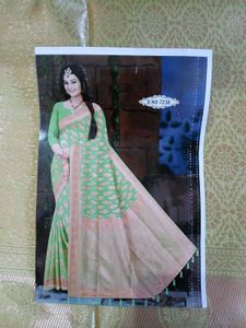 Green Linen Zari Saree