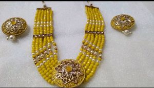 Mustard Colour Necklace With Earings