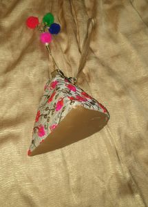 Triangular Golden Zari Embroidered Party Bag