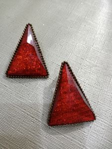 Red Triangle Earings 🍒