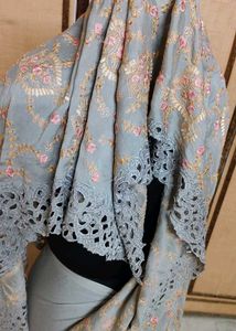 Elegant Grey Embroidered Saree