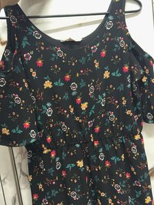 Floral Print Cold Shoulder Dress