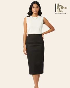 Classic Black Pencil - Midi Skirt | Free Delivery