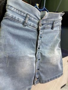 Denim Button-Down Mini Skirt
