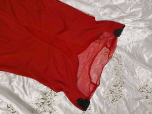 Red Embellished Evening Gown