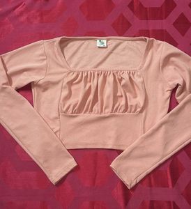 Pink Long Sleeve Crop Top
