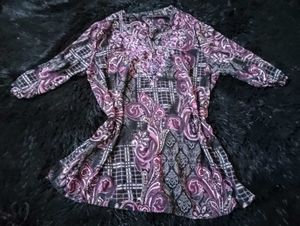 Y2k Checkered Paisley Mesh Embroided Kurti