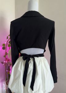 Black Cropped Button-Down