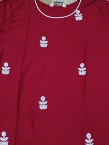 Maroon Embroidered Kurti