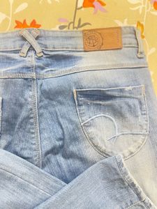Sky Blue Faded Denim For Girls