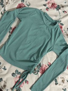 Teal Ruched Long Sleeve Top