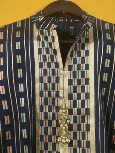 Striped tunic with decorative trim Kurta Pyjama