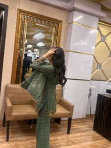 Elegant Green &amp; Gold Embellished Kurti Set