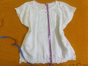 White Lace Detail Top Free size