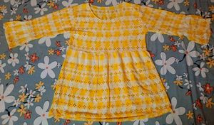 Yellow Checkered Babydoll Mini Dress