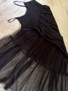 Black Leather And Sequin Dress