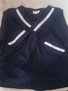 Navy & White Trim Tunic Top