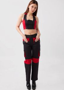 Red &amp; Black Cargo Pants and Top Size :S