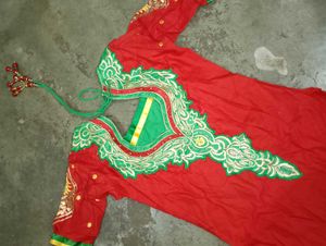 Red &amp; Green Embroidered suit