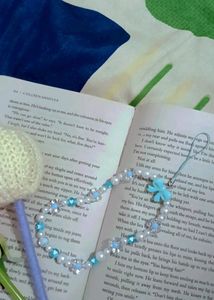 Cell Phone Charm /With Blue Bow Ties/Faux Beads