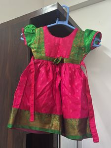 Cute Pink & Green Ethnic Dress