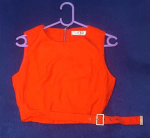 Loly Pop  Red Cropped Top with Belt