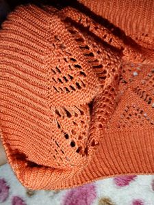 Orange Knit Cardigan